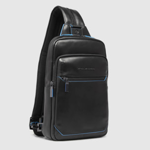 Piquadro Sac de poitrine homme en cuir convertible en sac à dos avec protection RFID
