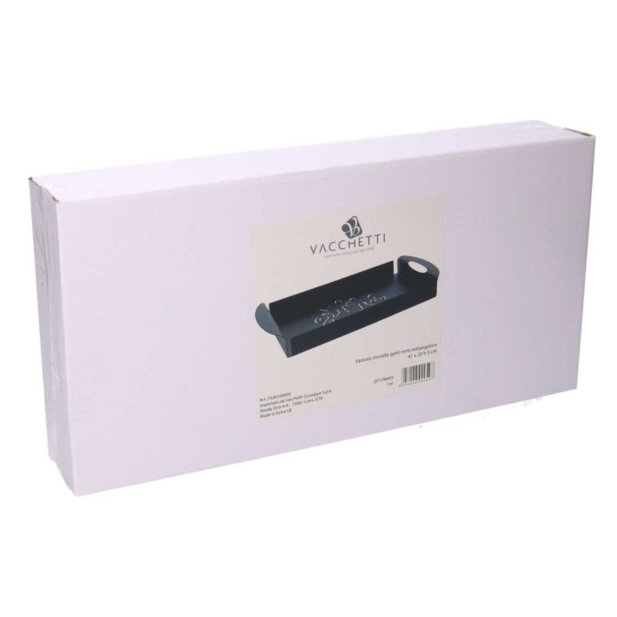 Vassoio in metallo gatti nero rettangolare cm41x20h5