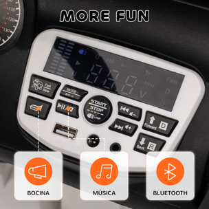 Coche Eléctrico para Niños de +3 Años Carro Eléctrico Infantil Todoterreno de Batería 12V con Mando a Distancia Ruedas Amortiguadas Faros LED Bocina Música Blanco