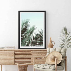 Poster palme verte Affiche sous cadre noir