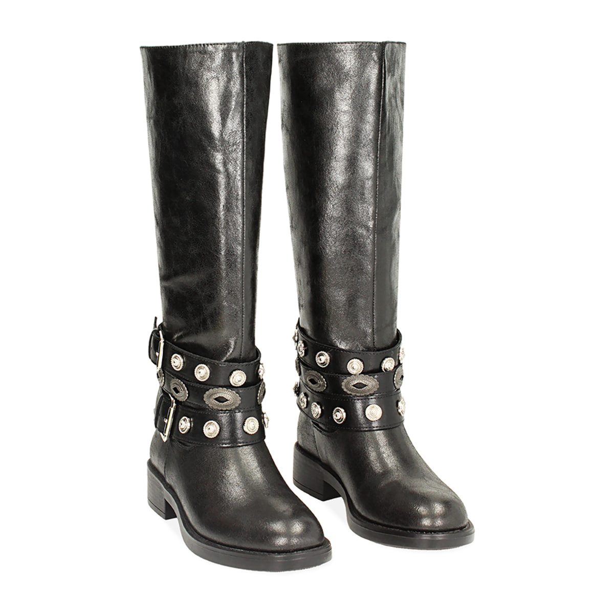 Stivale nero con borchie