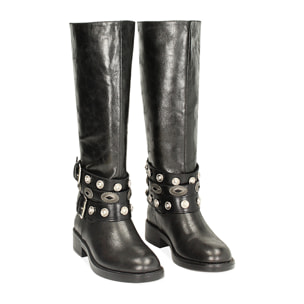 Stivale nero con borchie