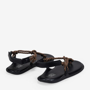 Sandalias de dedo marrones planas