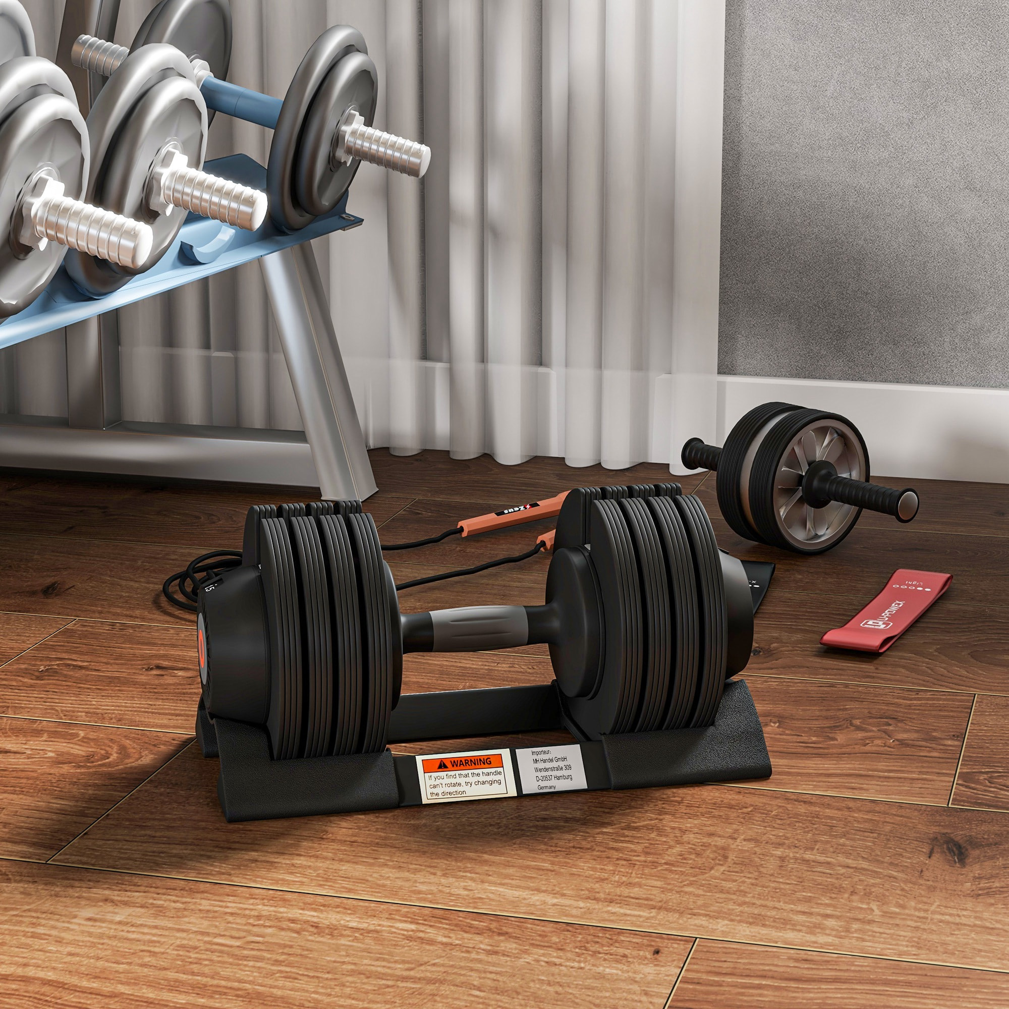 Mancuerna Ajustable 4 en 1 20 kg, Pesas y Mancuernas, Ajuste Rápido de Peso, con Base de Almacenamiento y Mango Antideslizante, para Entrenamiento en Casa Gimnasio