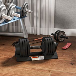 Mancuerna Ajustable 4 en 1 20 kg, Pesas y Mancuernas, Ajuste Rápido de Peso, con Base de Almacenamiento y Mango Antideslizante, para Entrenamiento en Casa Gimnasio