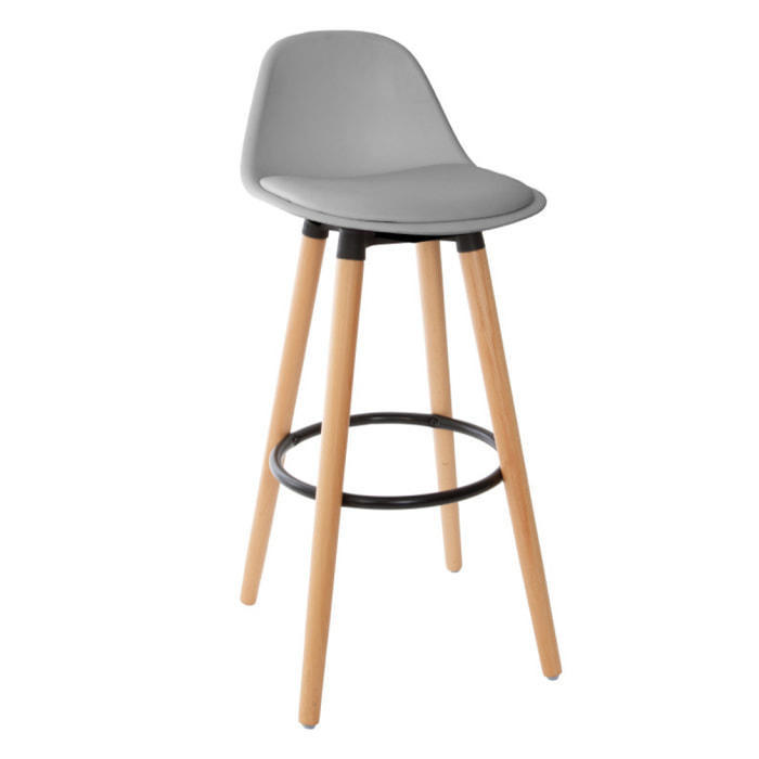 Lot de 2 tabourets bar déco style scandinave "Maxon" Atmosphera - Couleur: Gris