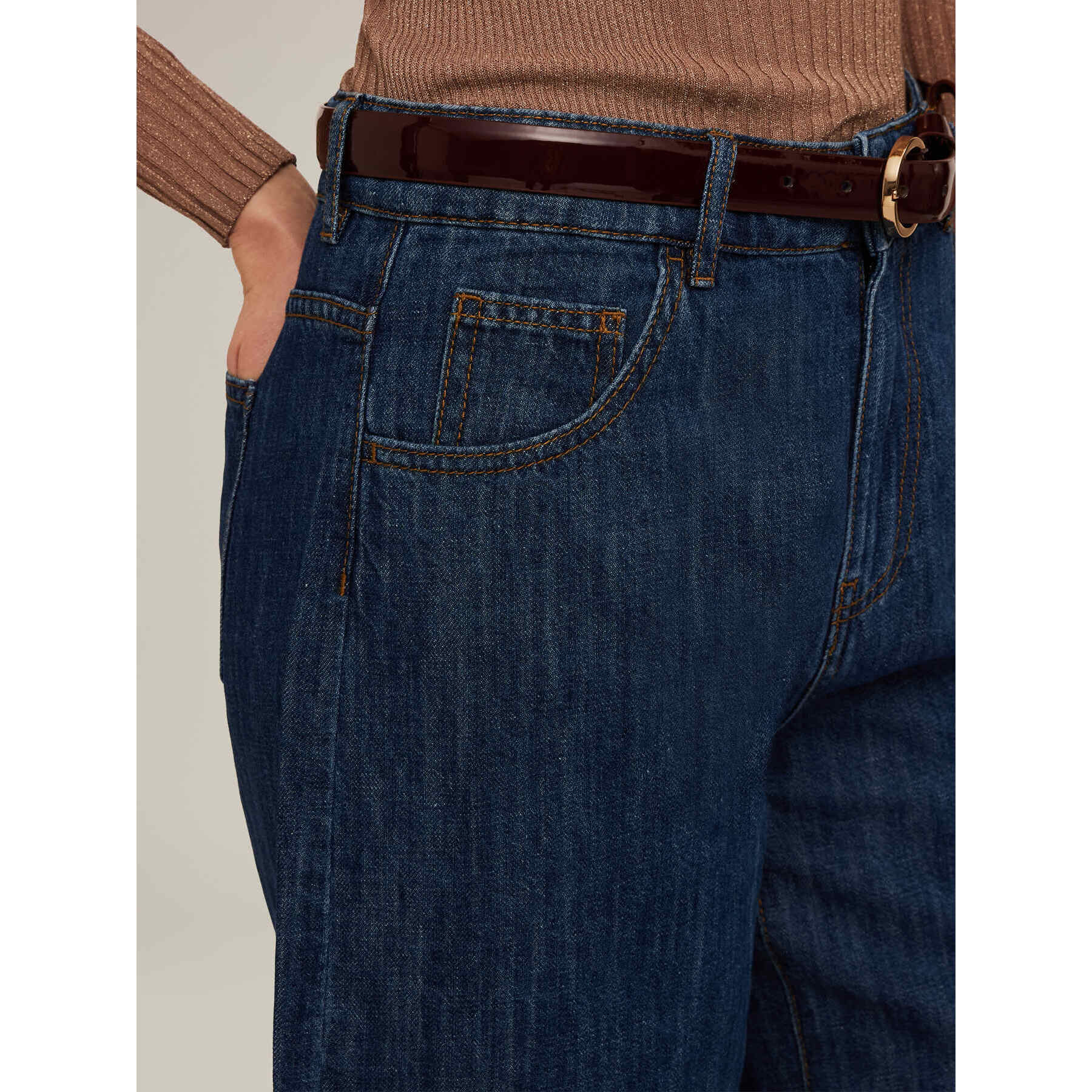Motivi - Bermudas en denim de mezcla de lino - Azul