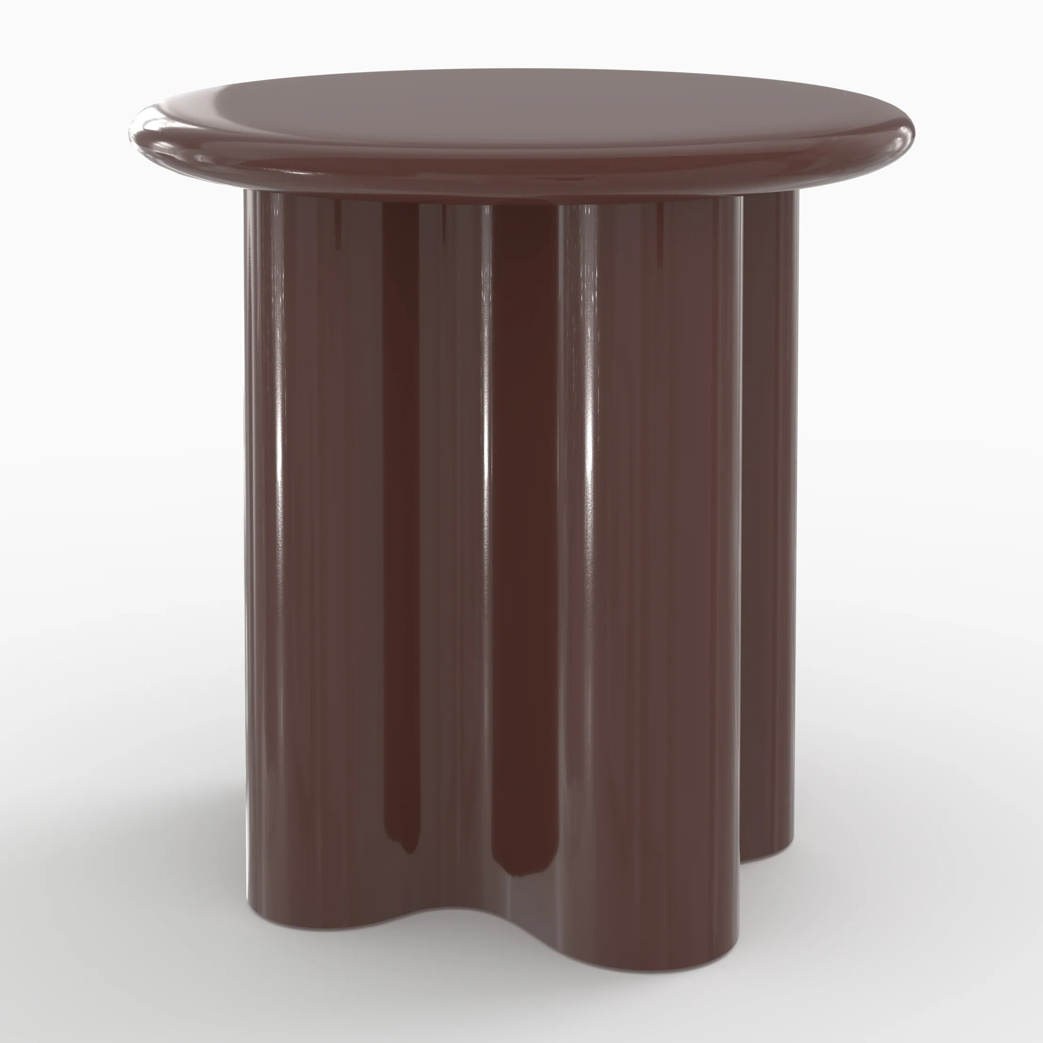 Table d'appoint laquée rouge lie de vin, D50 cm - Olya