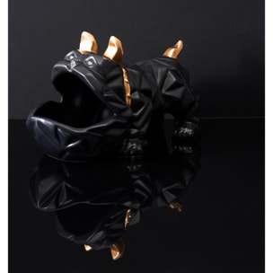 Sculpture Ceramique Bulldog Noir Vide Poche