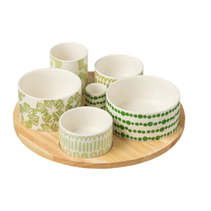 J-Line plat apéro + plateau 6 pièces - bambou/céramique - vert