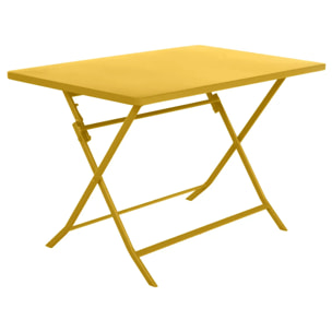 Table de jardin pliante rectangulaire "Greensboro" jaune moutarde 4 places en acier traité époxy