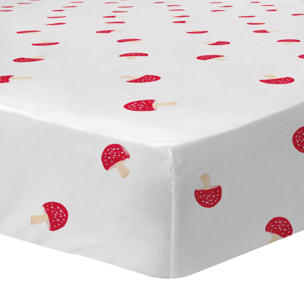Drap-housse imprimé 100% coton, WEE BLUE BELL FAUNE ET FLORE JARDIN SECRET