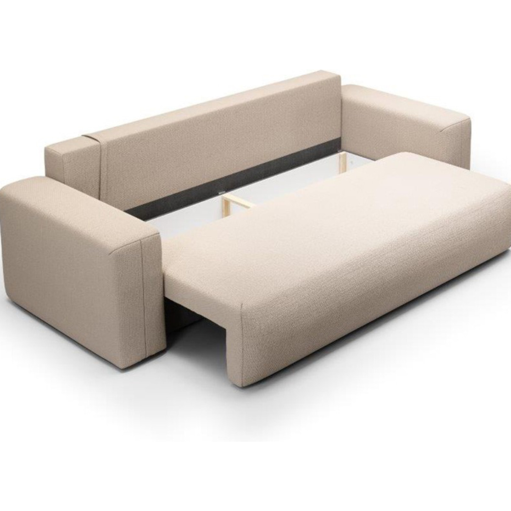 NALA - Canapé droit convertible droit 3 places en tissu beige