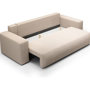 NALA - Canapé droit convertible droit 3 places en tissu beige