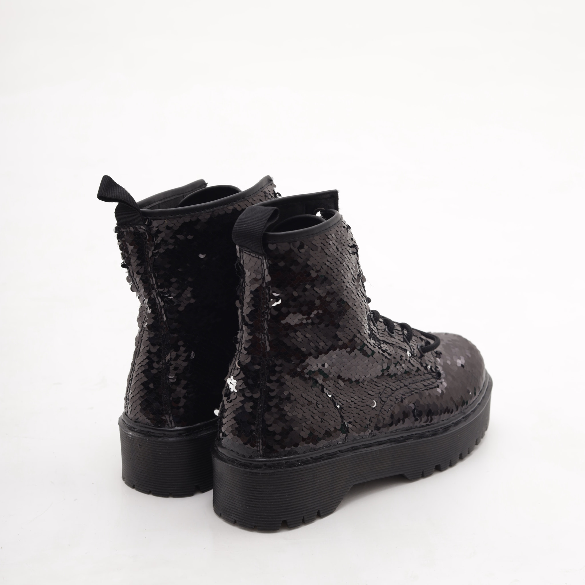 ANFIBIO 8 BUCHI PLATFORM PAILLETTES NERO