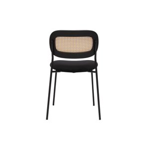 Chaises design en velours noir, métal noir et cannage rotin (lot de 2) MIRANDA