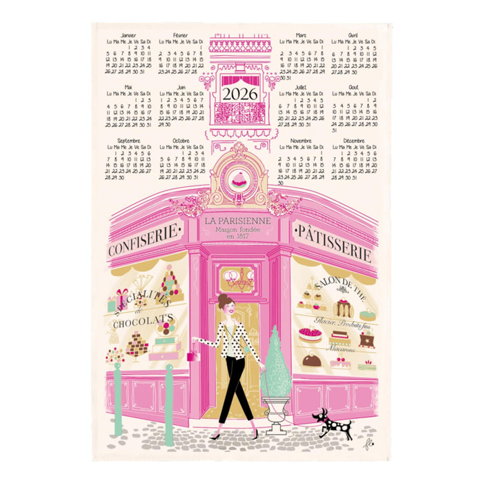 Torchon Façade pâtisserie Calendrier 2026