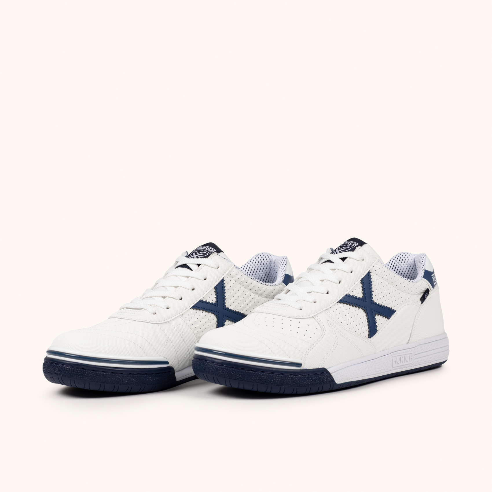 MUNICH G-3 456 Zapatillas de Fútbol Sala Profesionales Blanco y Marino
