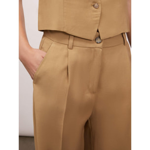 Motivi - Pantalón palazzo con pliegues - Beige