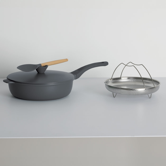 Sauteuse D28cm en fonte d'aluminium gris