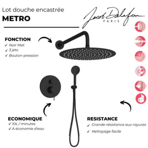 Colonne de douche encastrée mécanique Metro noir mat