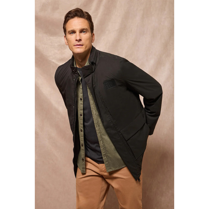 Parka leggero nero con toppa logotipata