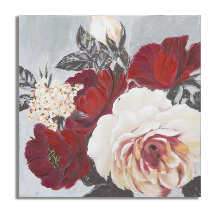 DIPINTO SU TELA RED FLOWER SQUARE CM 90X3,7X90