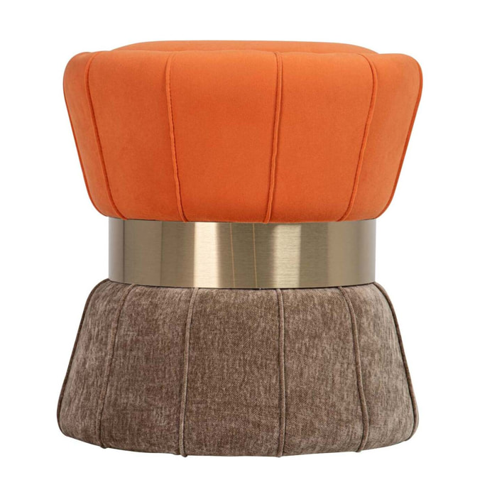 Puff Velvet Naranja Marron 40x40x44 Cm
