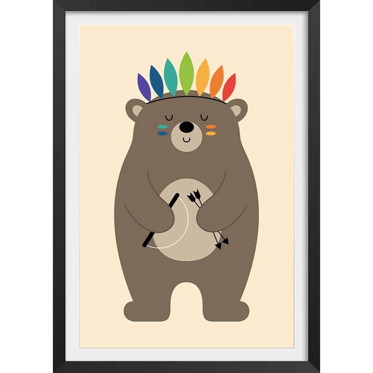 Affiche  playing indians Affiche + cadre en bois - Noir