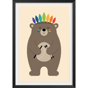 Affiche  playing indians Affiche + cadre en bois - Noir