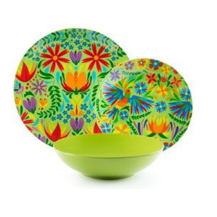 Service de table 18 pièces Excelsa – Mexican Flowers, Porcelaine Multicolore