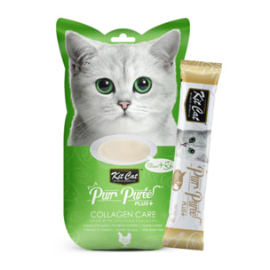Kit Cat PurrPuree Plus - Pollo Collagen Care Kit Cat 4x15 g Snack cremoso para gatos