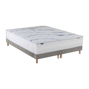 Ensemble matelas mousse ELYSIA + sommier, chenille bouclettes Gris clair