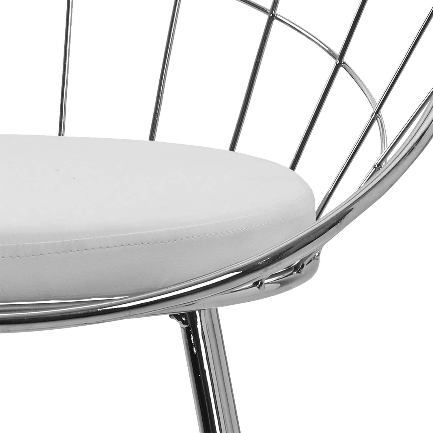 Lot de 2 tabourets de bar 65cm en métal chromé et coussin blanc ALEX