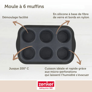 Moule à muffins 6 empreintes 28 x 18 cm Zenker Silicone fibre de verre