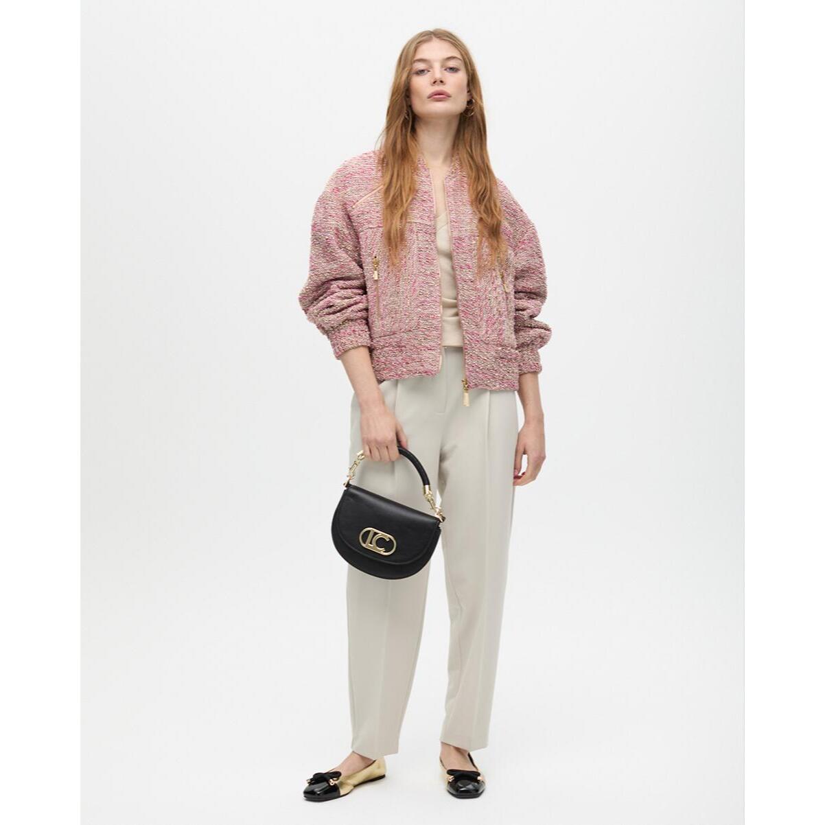 Bomber in Tweed con Tasche con Zip