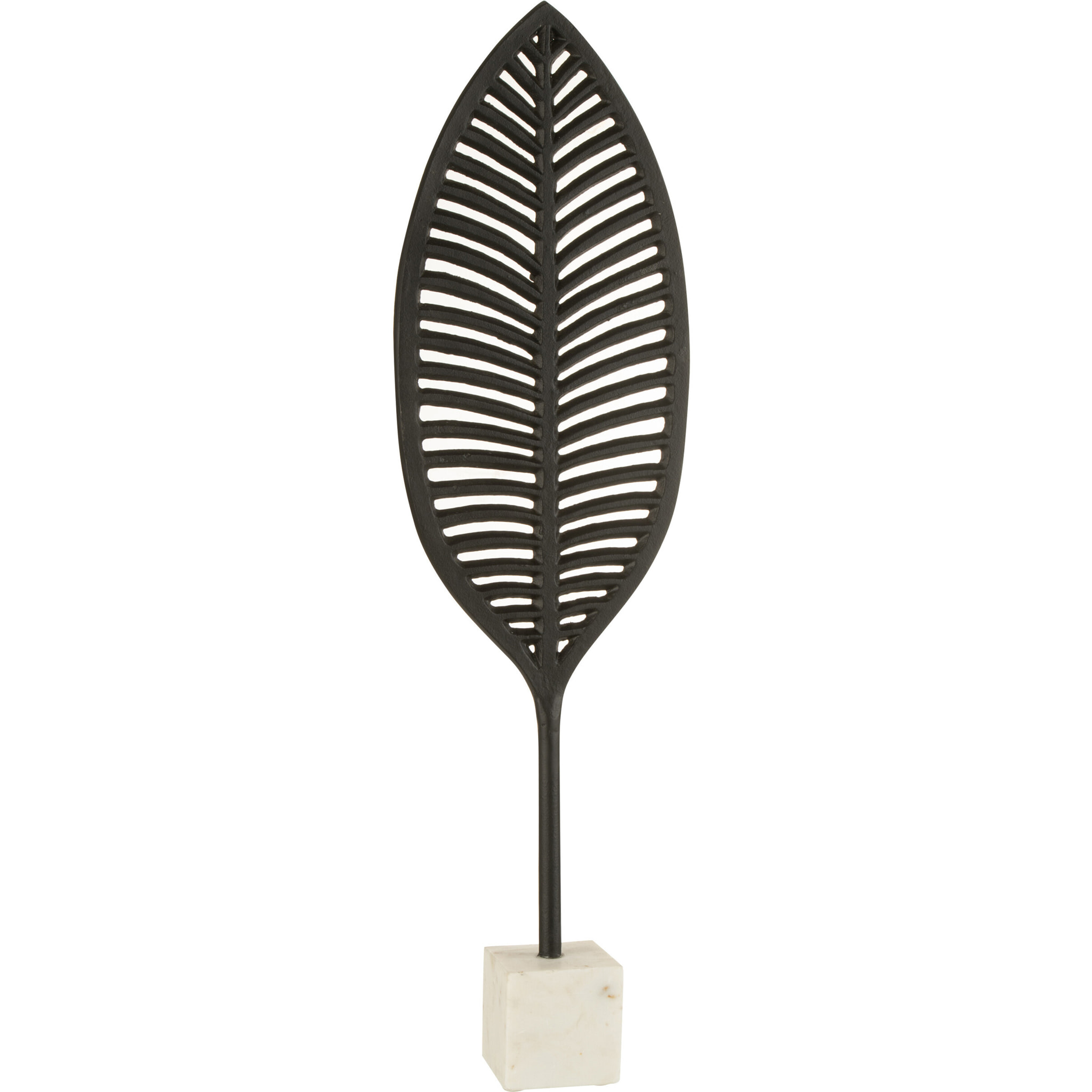 J-Line Statue Feuille Fin Decorative Aluminium Noir/Blanc Large