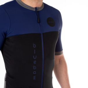 Camiseta ciclista hombre manga corta color negro/azul