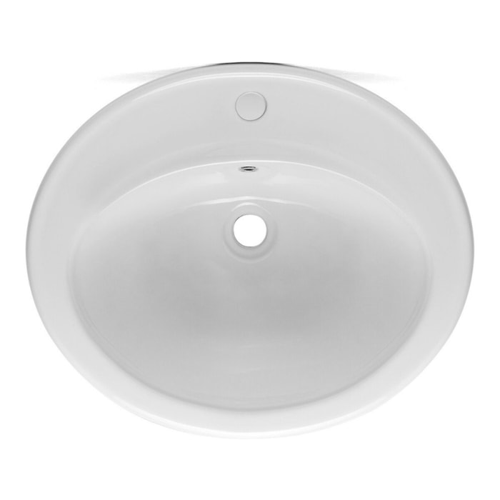 Vasque à encastrer 55 x 47,5 cm - blanc brillant - avec trop-plein - 1 trou de robinetterie centré - Multi Eur