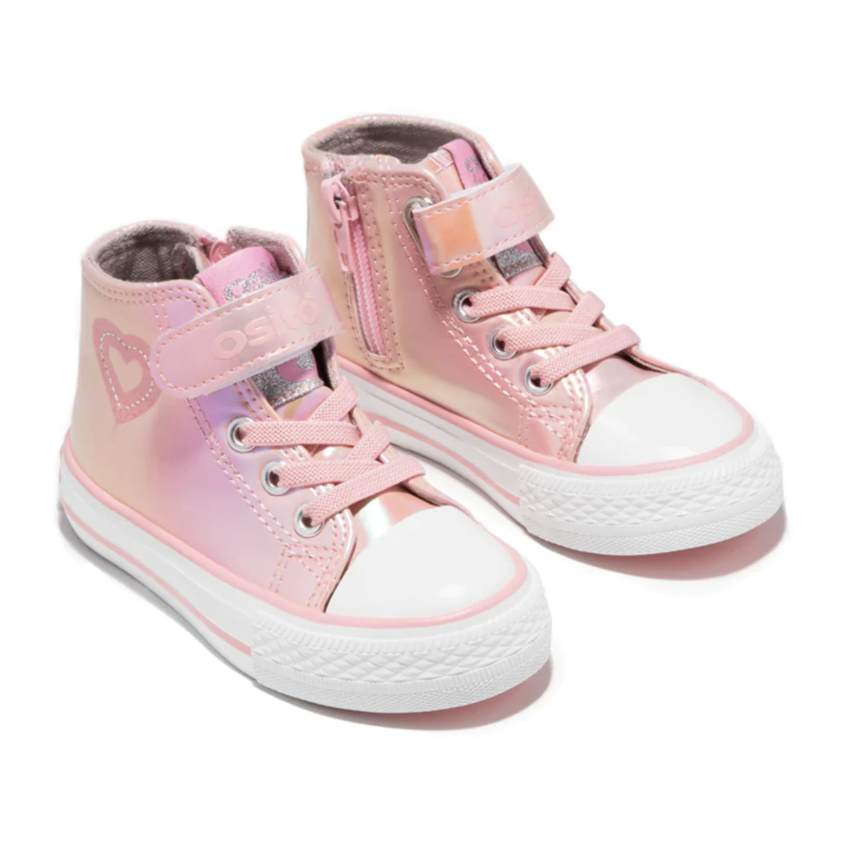 Zapatillas Altas de Bebé Charol Corazón Rosa