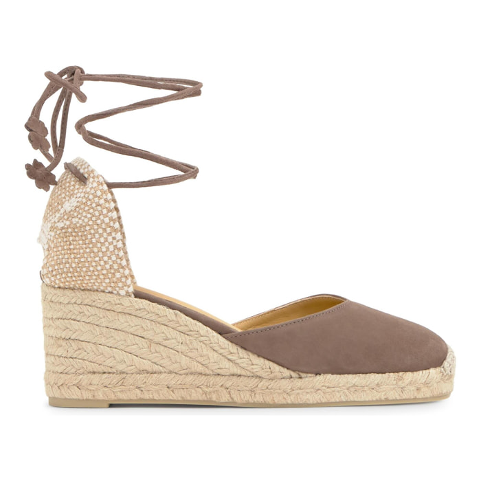 Alpargata de cuña 6 cm en ante con tiras trébol
