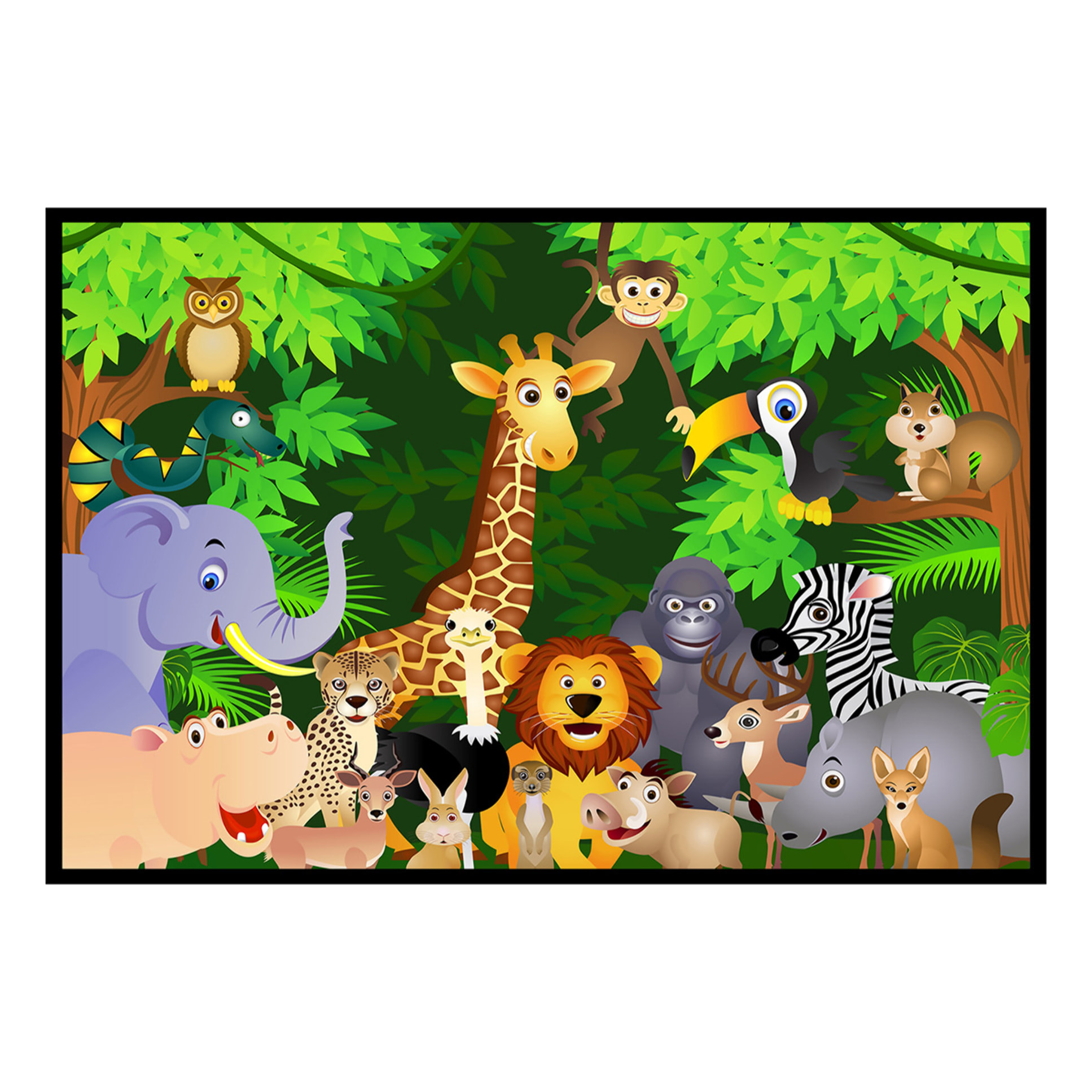 Affiche encadrée animaux jungle Affiche + cadre en métal - Noir