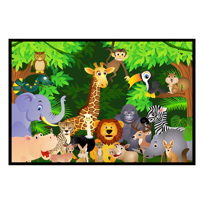 Affiche encadrée animaux jungle Affiche + cadre en métal - Noir