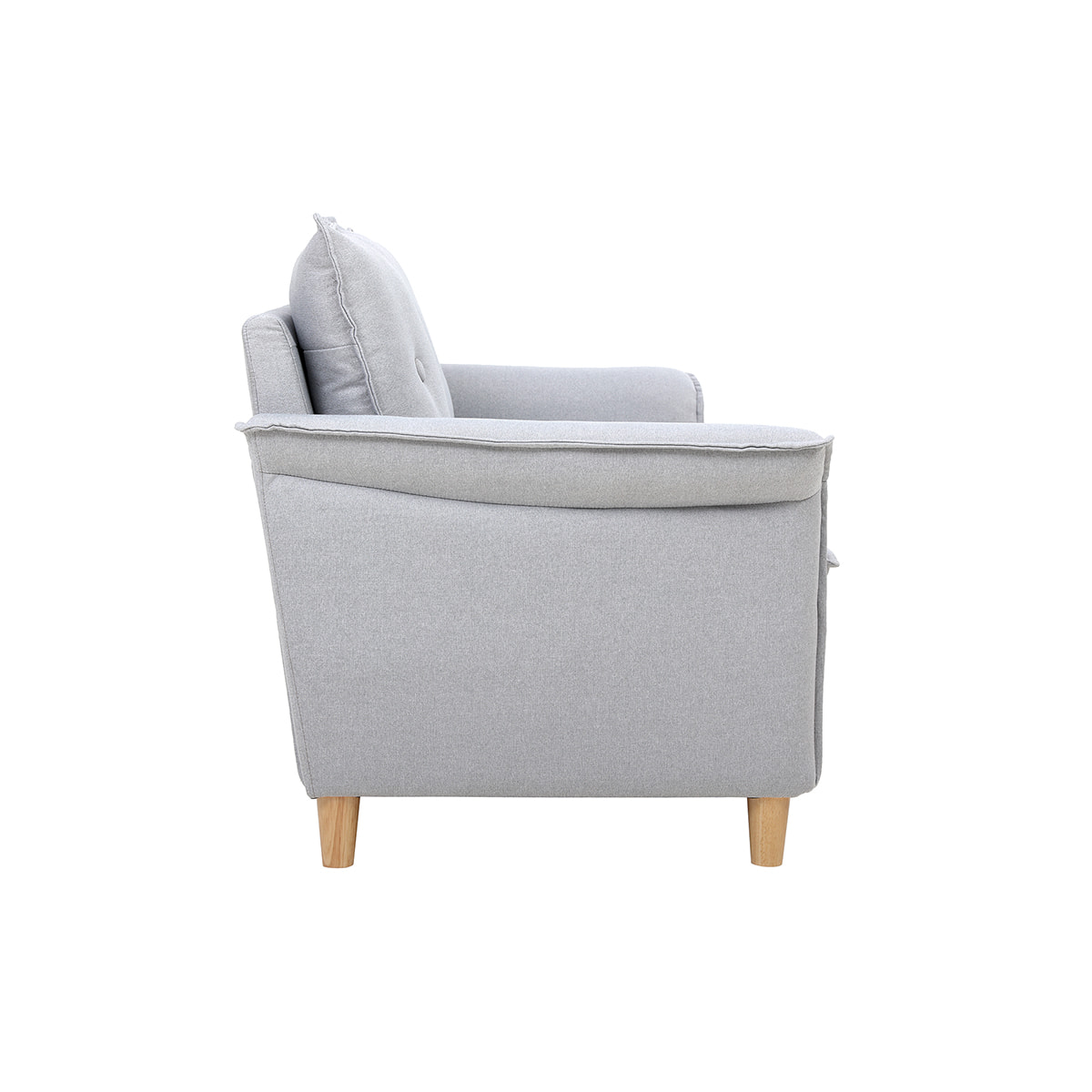 Canapé scandinave 2 places en tissu gris clair et bois clair CLIFF