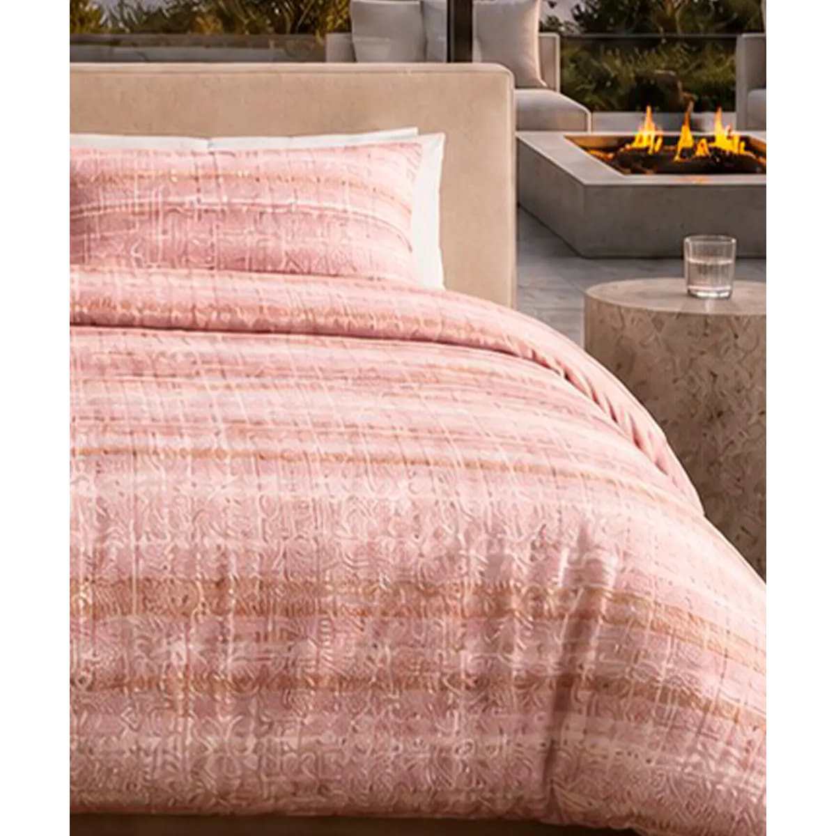 Parure Copripiumino Trama Rosa in Cotone 100% Made in Italy, Stampa Digitale HD