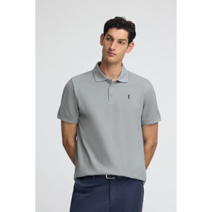 Polo grigio bluastro in piquet con logo ricamato Rigby Go