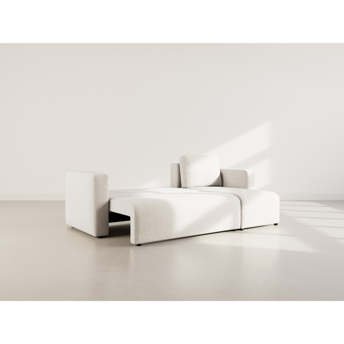 Canopy - canapé d'angle réversible 4 places convertible avec coffre en velours côtelé - Beige