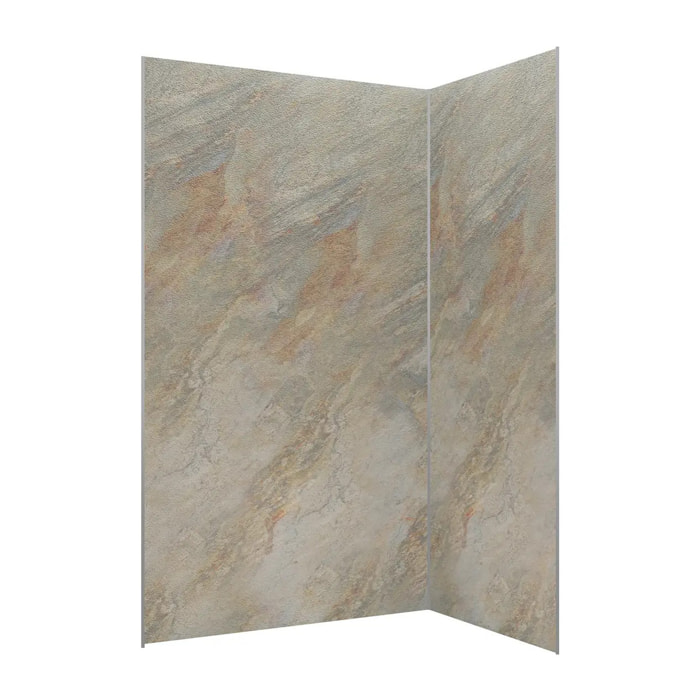 Pack de 2 Panneaux Muraux Pierre Wood Stone 90+120x210 cm avec Profilés ANODISE BRILLANT - STONE'IT