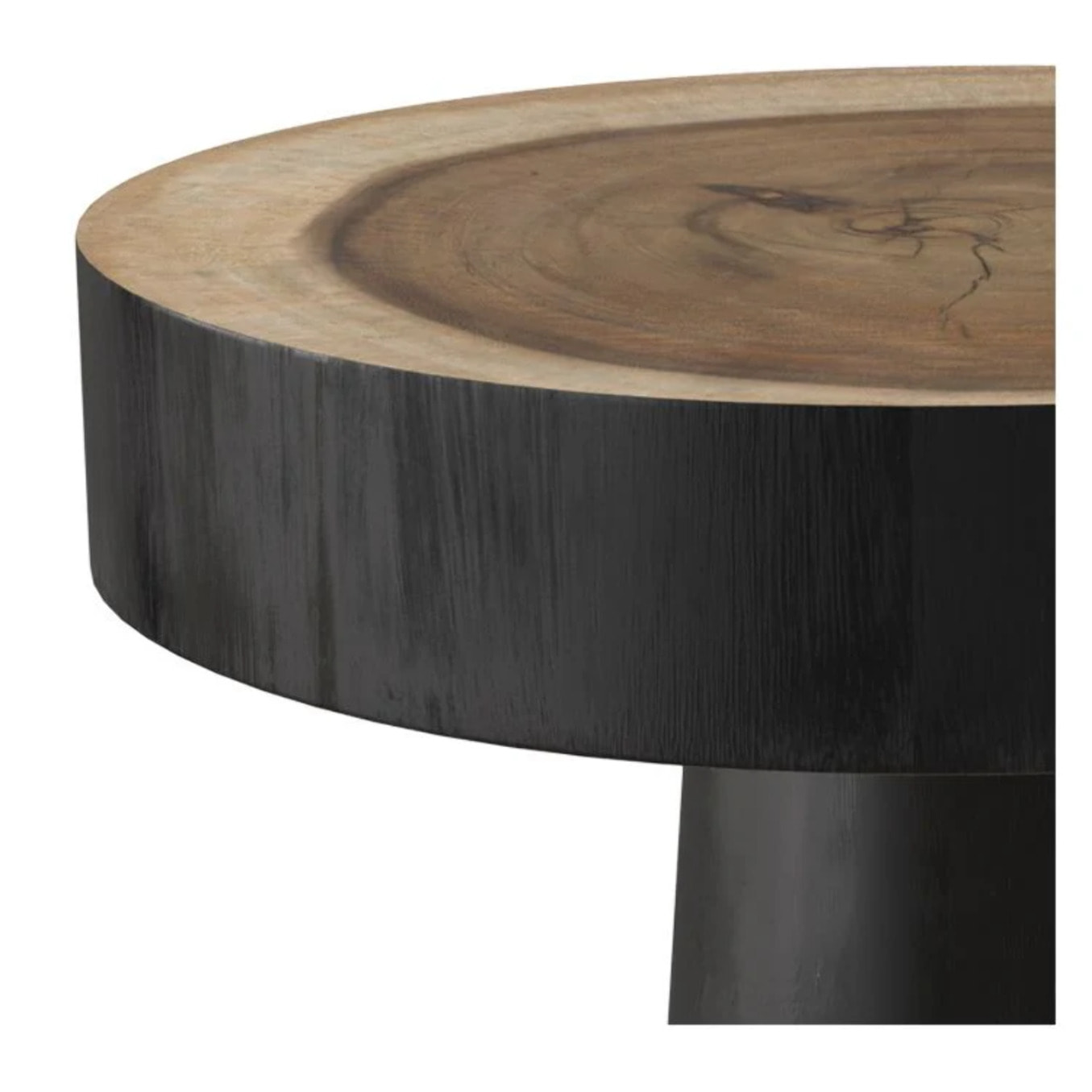 Table d'appoint ronde noire en bois de suar D35 cm - Janah