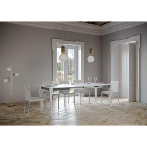 Mesa extensible 90x120/224 cm Olanda Iron Fresno Blanco estructura Gris